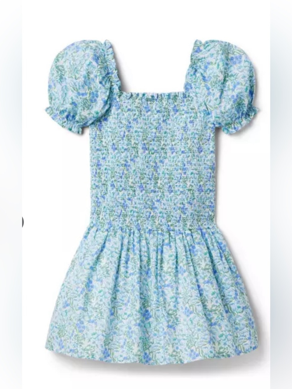 NWT Janie and Jack Blue and Green Floral Puff Sleeve Dress Drop Waist Size 18